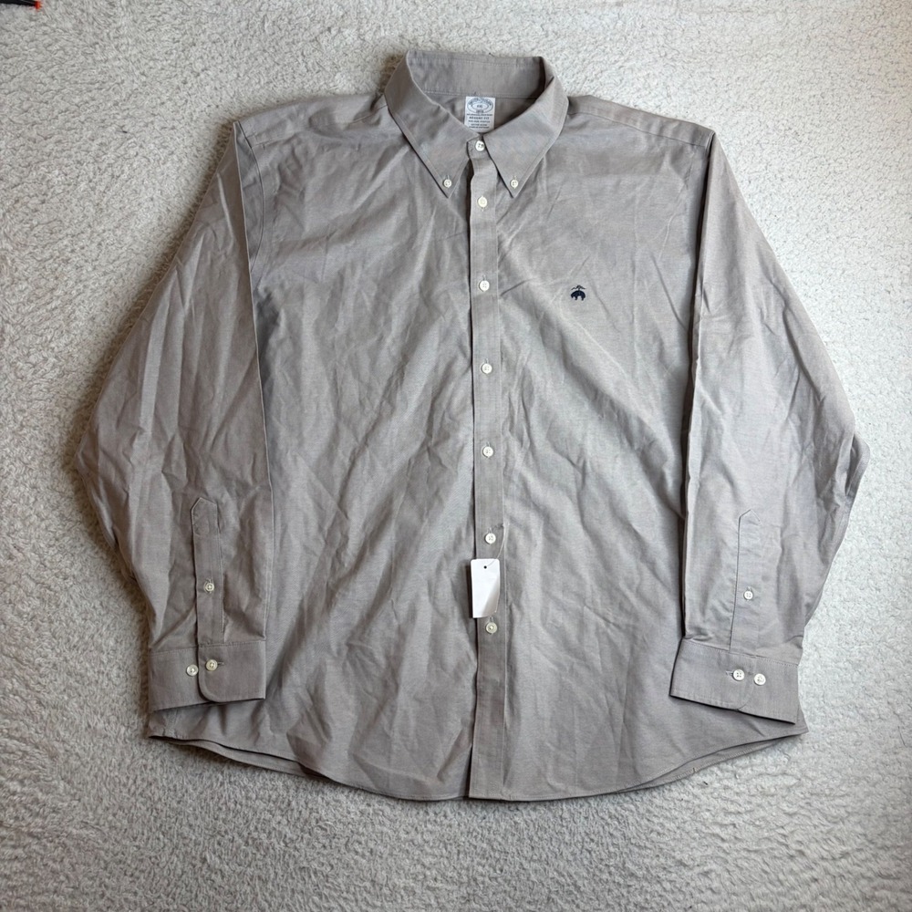 NEW Brooks Brothers Regent Fit Non-Iron Stretch Shirt XXL Gray Button Down 1818